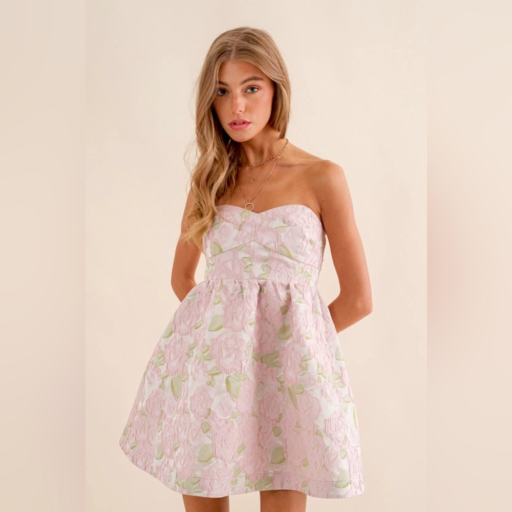 Jacquard Floral Fit and Flare Mini Dress
